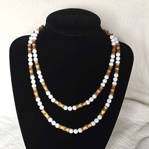 Vintage Double Layer Golden Bamboo Necklace